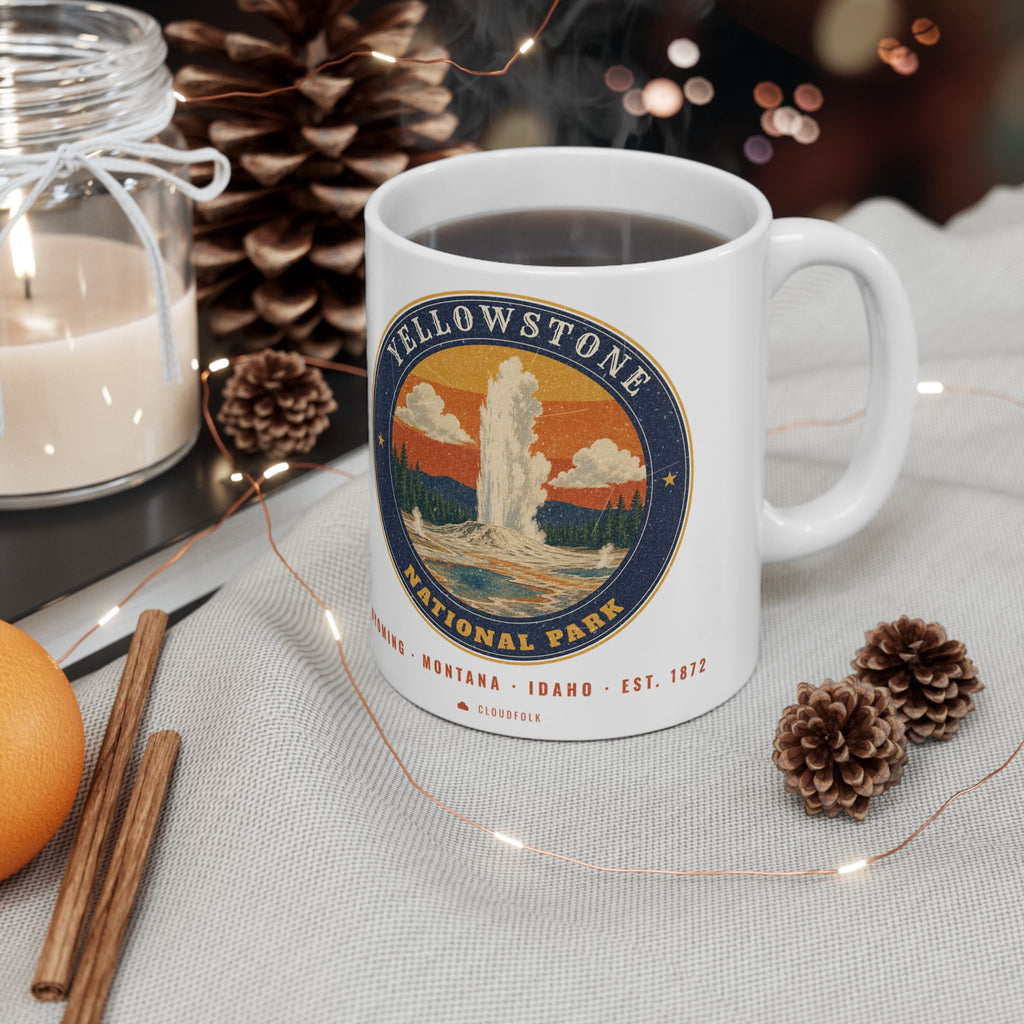 Yellowstone National Park Mug – Vintage Geyser Basin 11oz Coffee Mug – Emblem