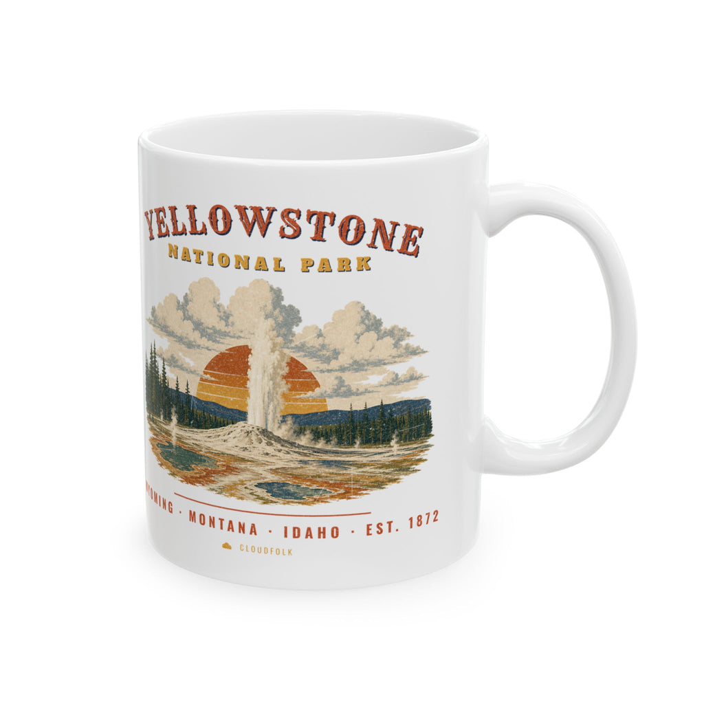 Yellowstone National Park Mug – Vintage Geyser Basin 11oz Coffee Mug – Landscape
