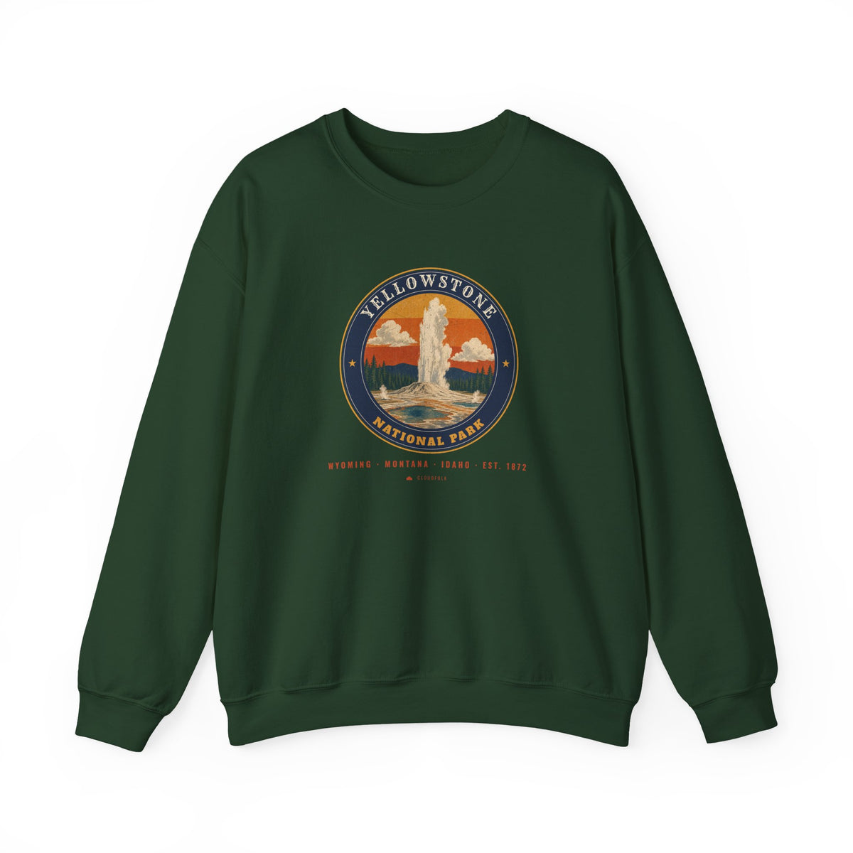 Yellowstone National Park Sweatshirt – Vintage Geyser Basin Crewneck – Emblem