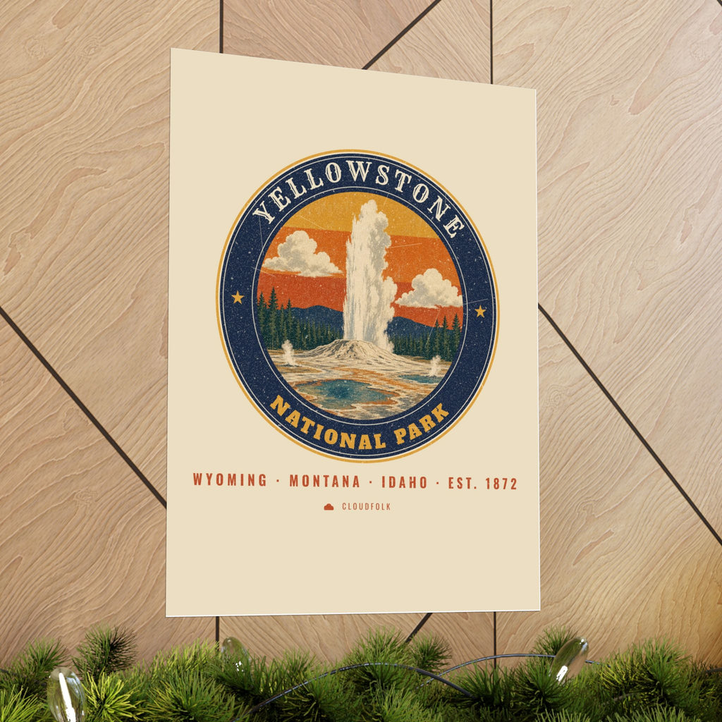 Yellowstone National Park Poster – Vintage Geyser Basin 18x24 Art Print – Emblem