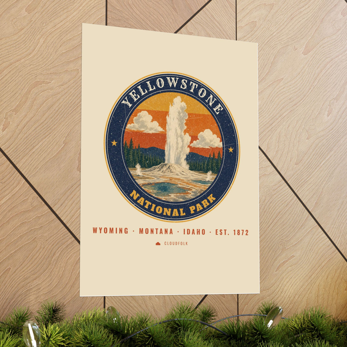 Yellowstone National Park Poster – Vintage Geyser Basin 18x24 Art Print – Emblem