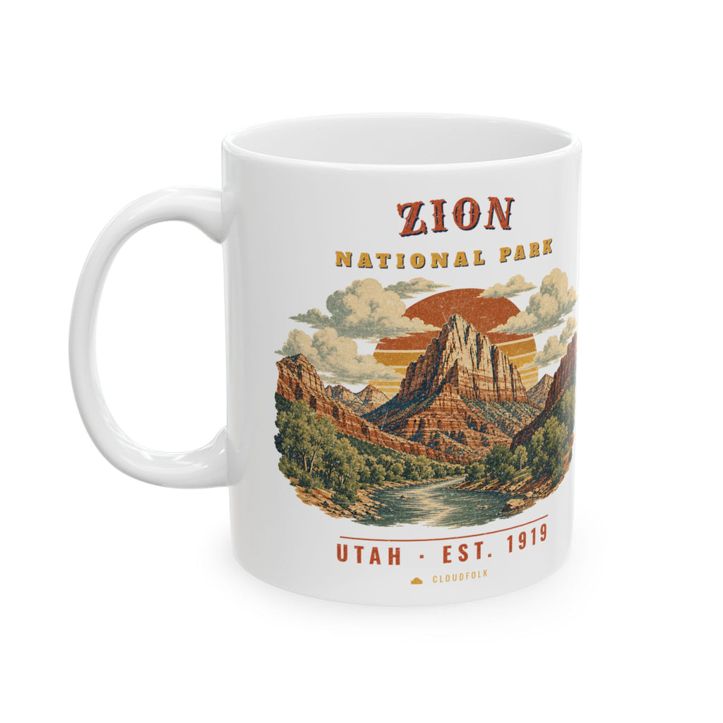 Zion National Park Mug – Vintage The Watchman 11oz Coffee Mug – Landscape