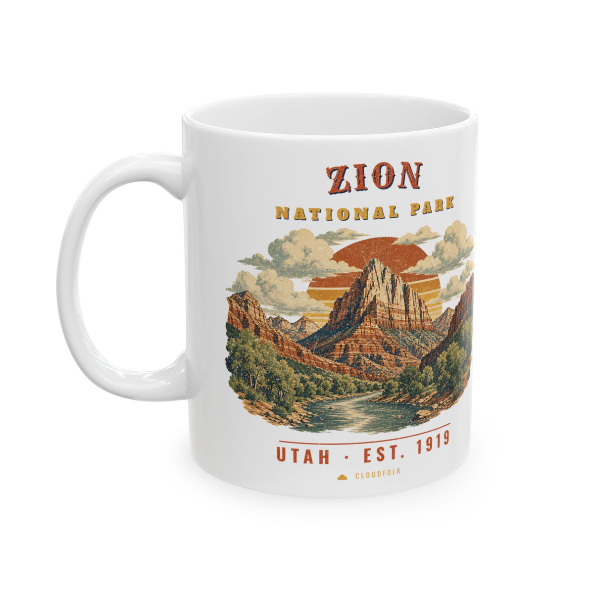 Zion National Park Mug – Vintage The Watchman 11oz Coffee Mug – Landscape