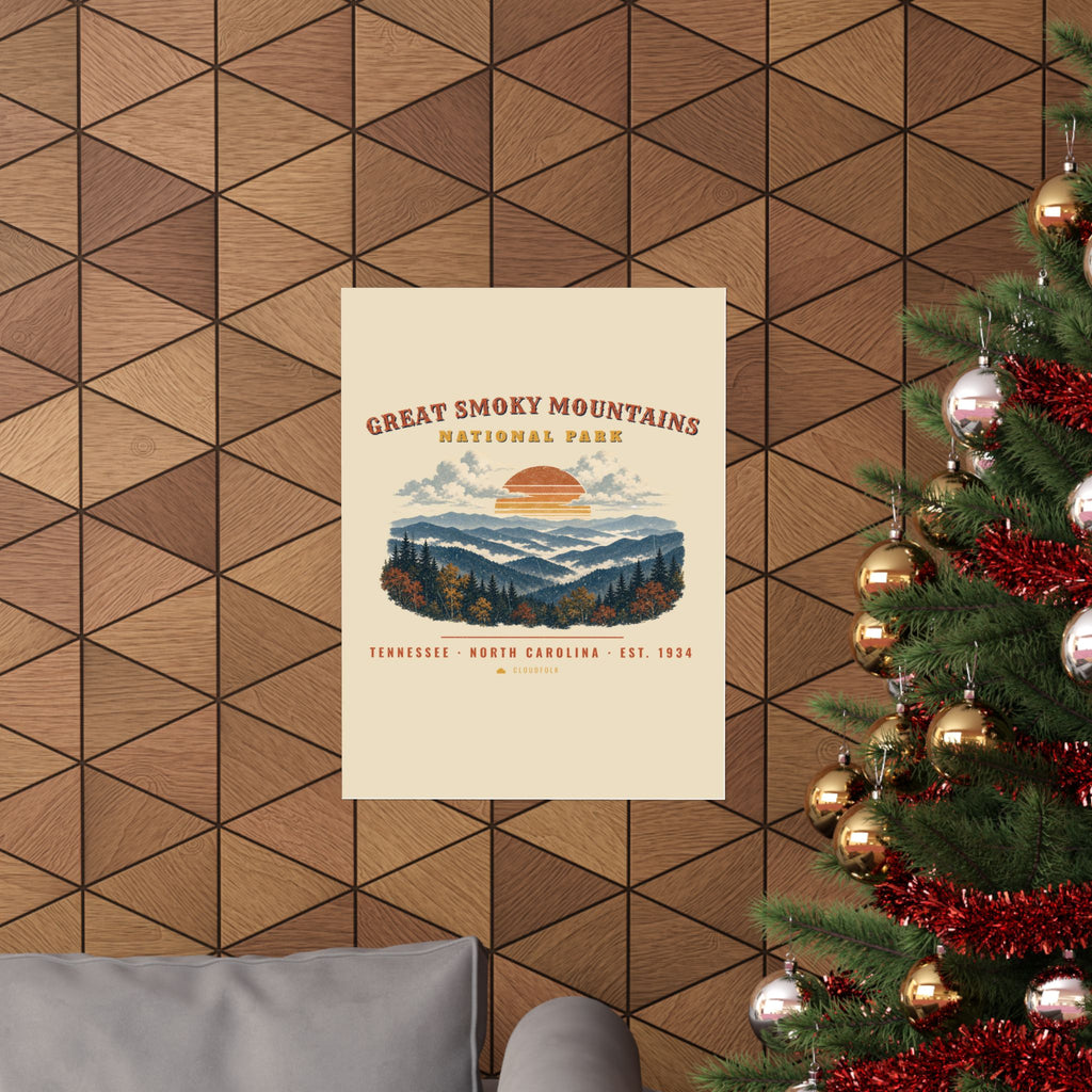 Great Smoky Mountains National Park Poster – Vintage Misty Ridges 18x24 Art Print – Landscape