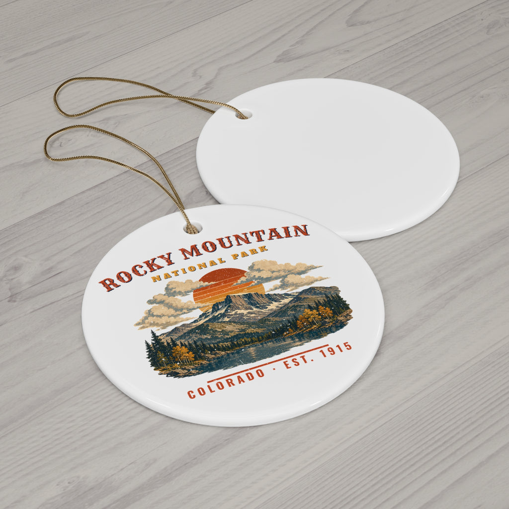 Rocky Mountain National Park Ornament – Vintage Longs Peak Ceramic Christmas Ornament – Landscape