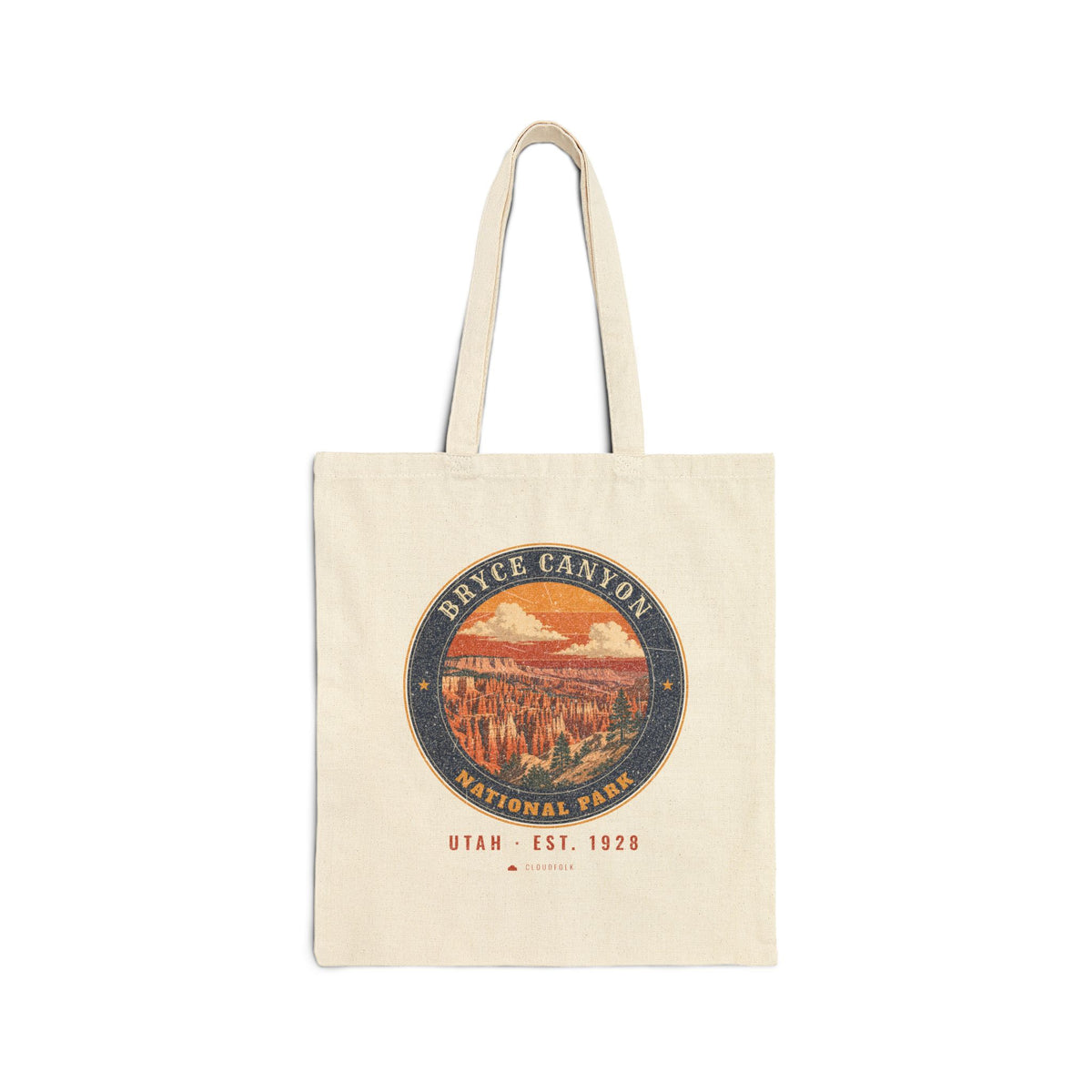 Bryce Canyon National Park Tote Bag – Vintage Hoodoo Amphitheater Natural Canvas Tote – Emblem