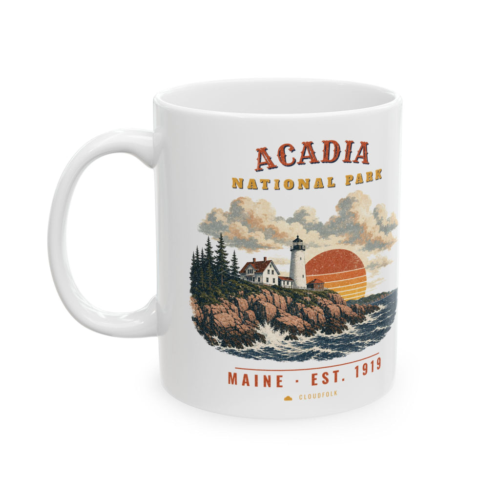 Acadia National Park Mug – Vintage Lighthouse Coast 11oz Coffee Mug – Landscape