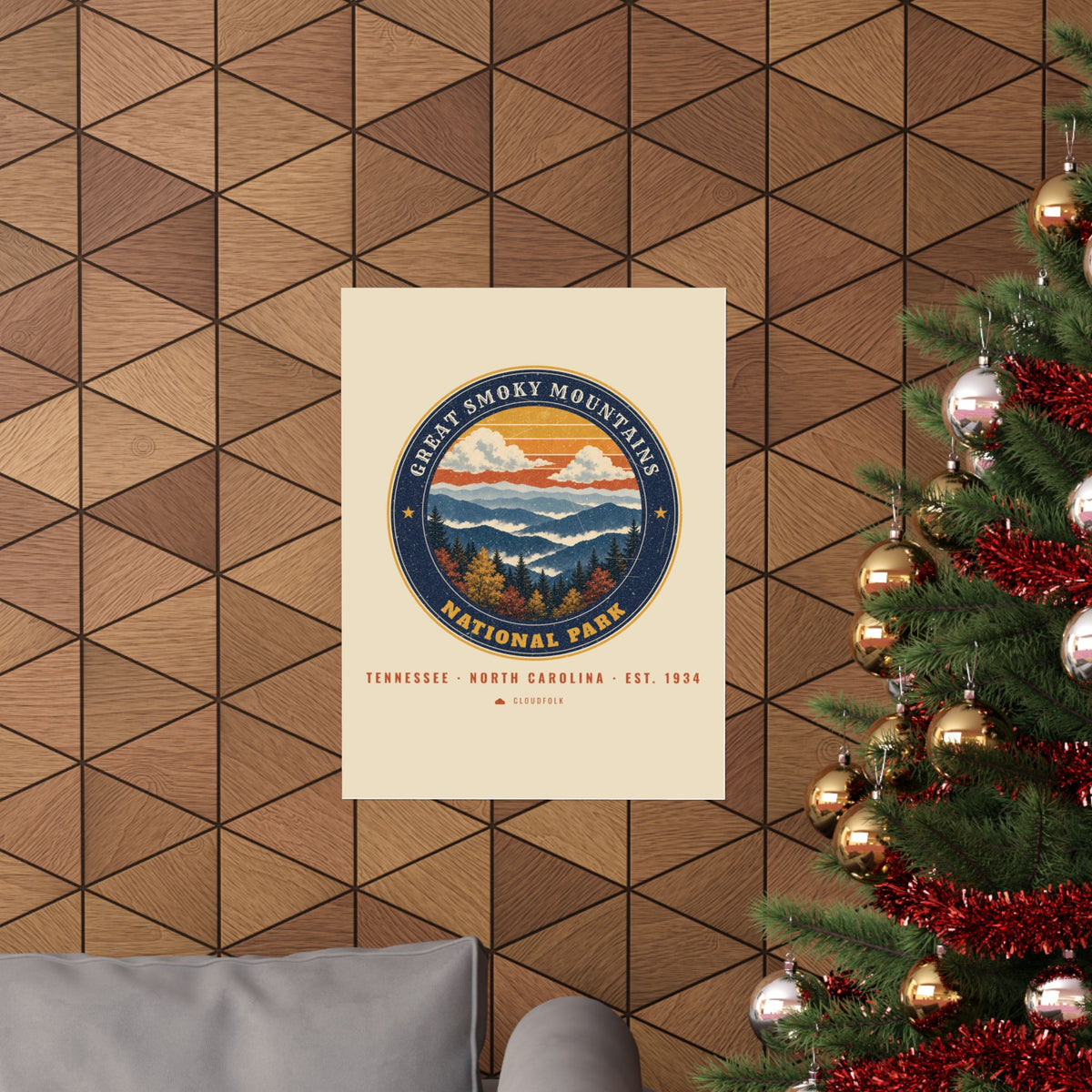 Great Smoky Mountains National Park Poster – Vintage Misty Ridges 18x24 Art Print – Emblem