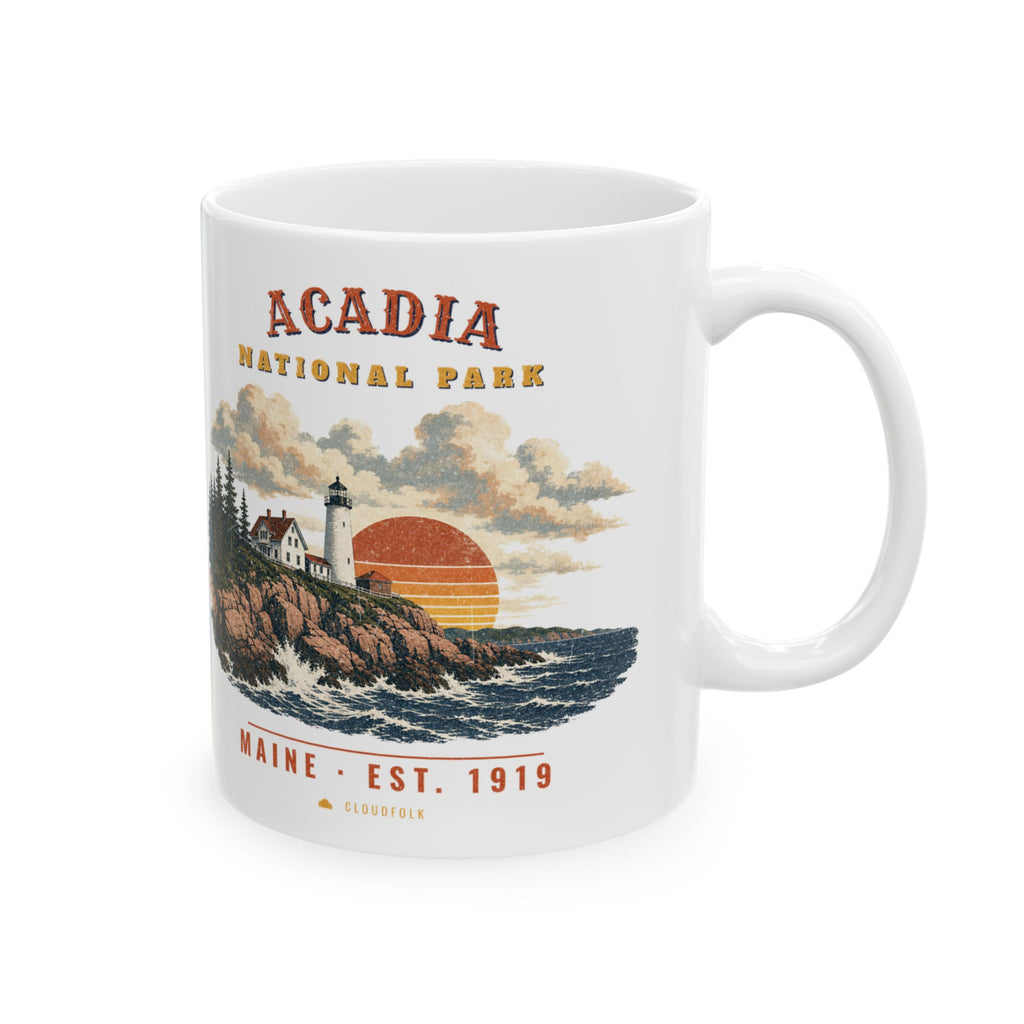 Acadia National Park Mug – Vintage Lighthouse Coast 11oz Coffee Mug – Landscape