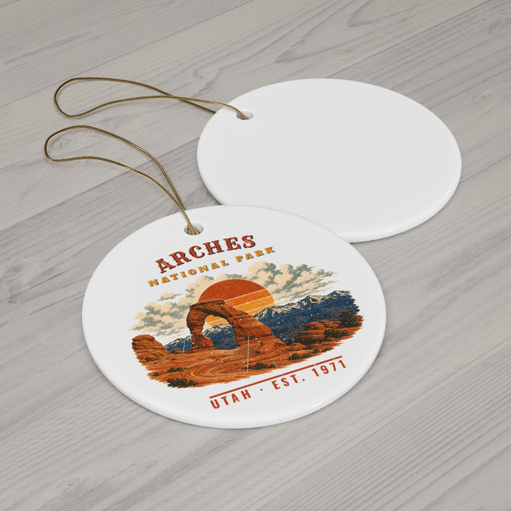Arches National Park Ornament – Vintage Delicate Arch Ceramic Christmas Ornament – Landscape