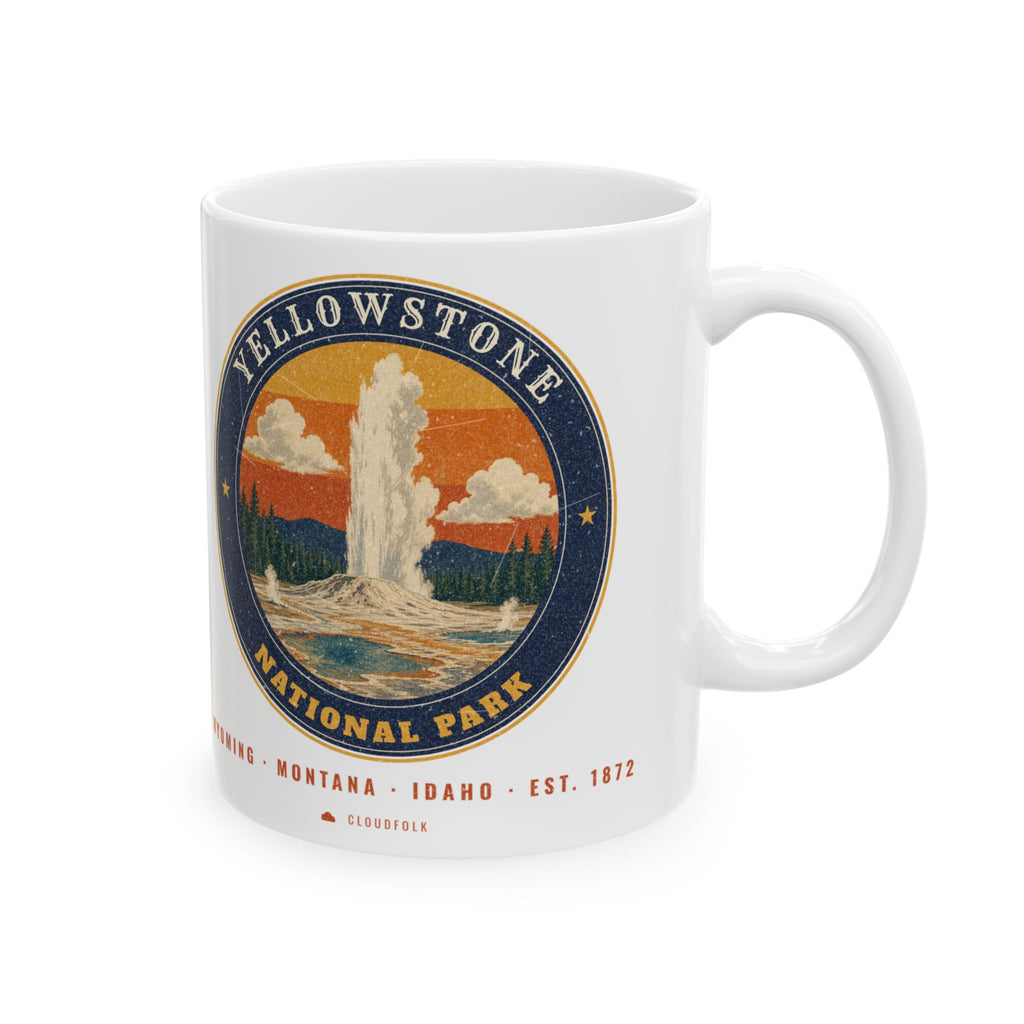 Yellowstone National Park Mug – Vintage Geyser Basin 11oz Coffee Mug – Emblem