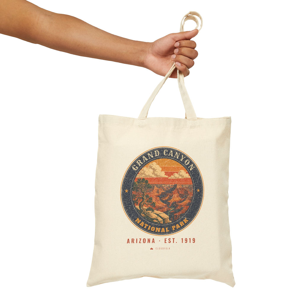 Grand Canyon National Park Tote Bag – Vintage South Rim Natural Canvas Tote – Emblem