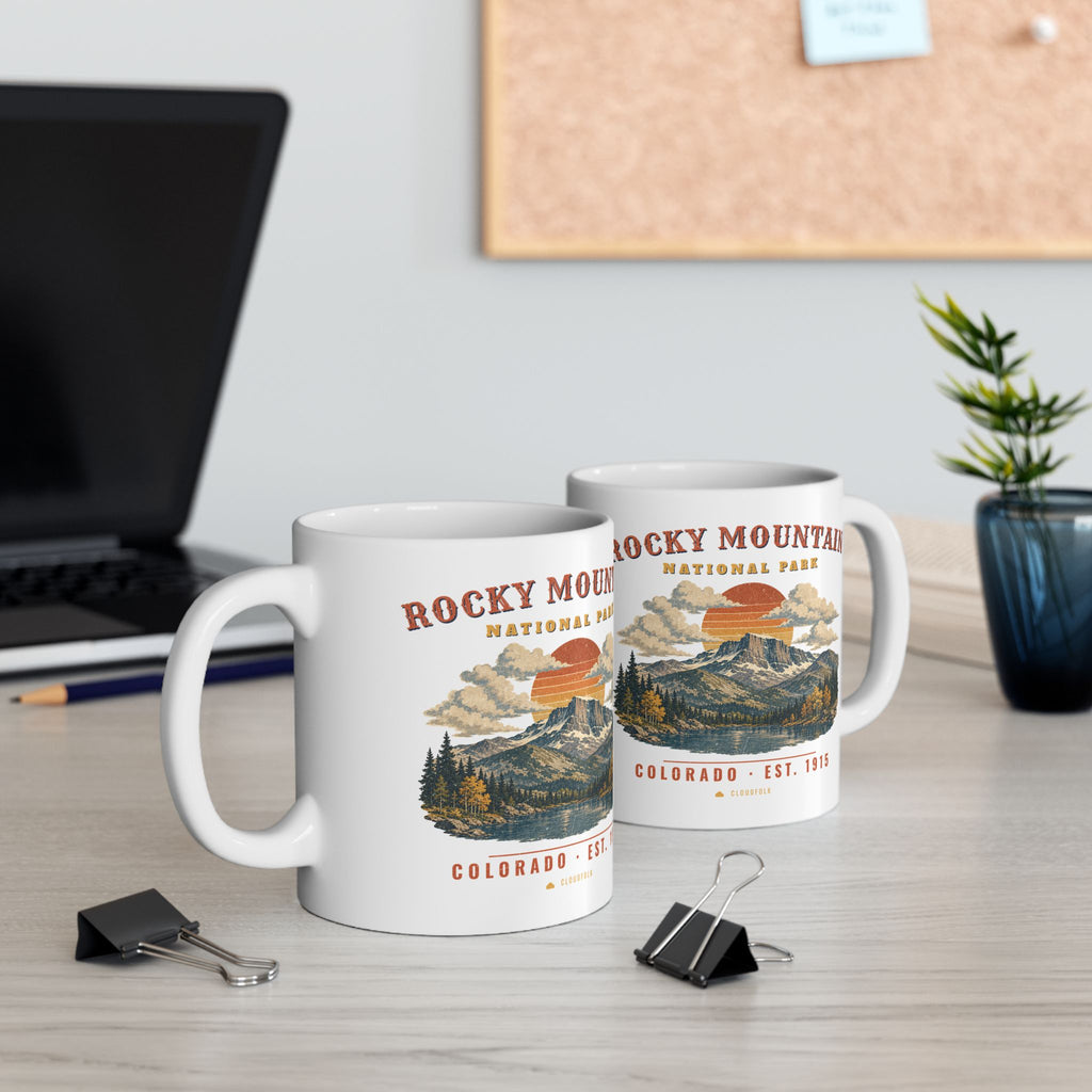 Rocky Mountain National Park Mug – Vintage Longs Peak 11oz Coffee Mug – Landscape