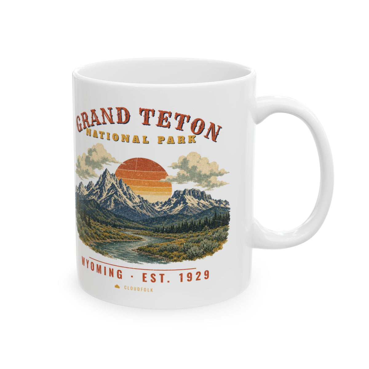 Grand Teton National Park Mug – Vintage Teton Range 11oz Coffee Mug – Landscape