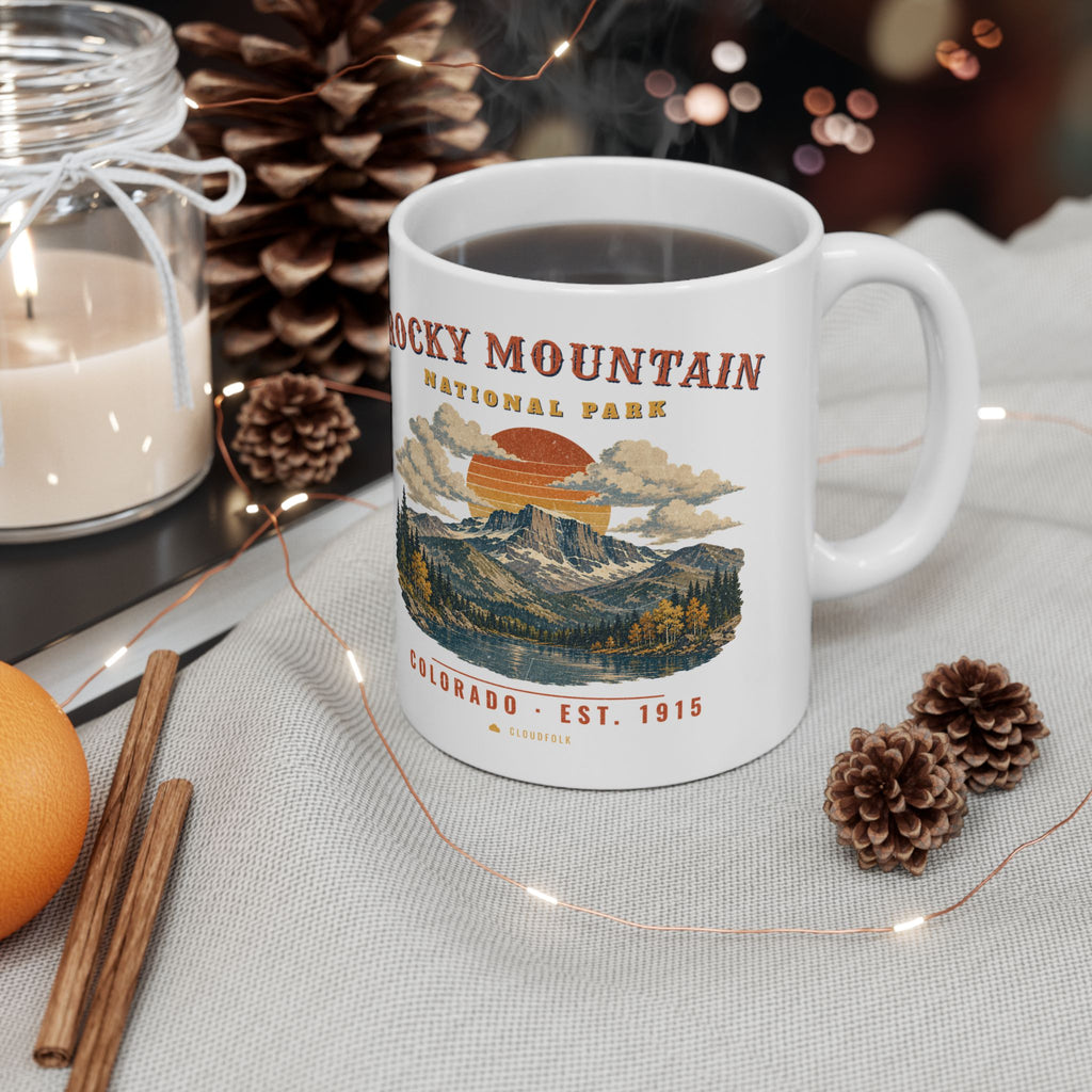 Rocky Mountain National Park Mug – Vintage Longs Peak 11oz Coffee Mug – Landscape