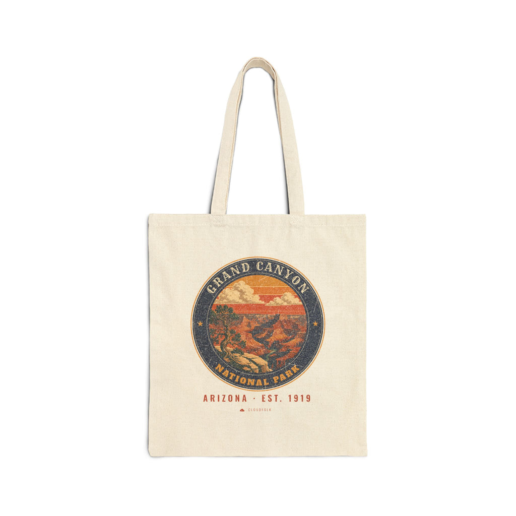 Grand Canyon National Park Tote Bag – Vintage South Rim Natural Canvas Tote – Emblem