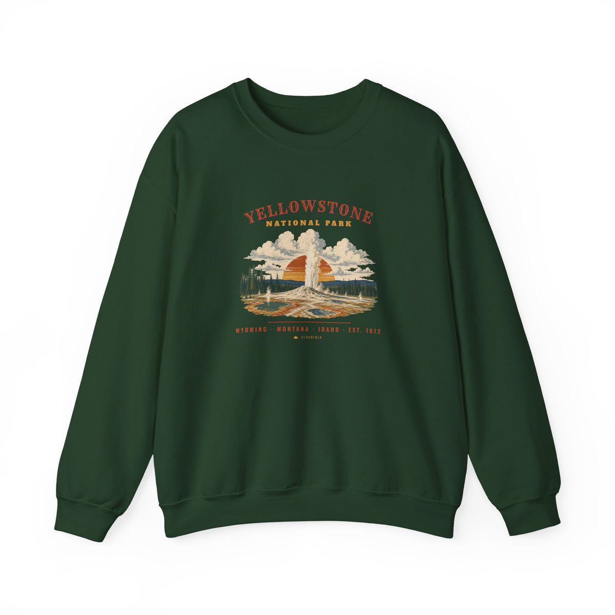 Yellowstone National Park Sweatshirt – Vintage Geyser Basin Crewneck – Landscape