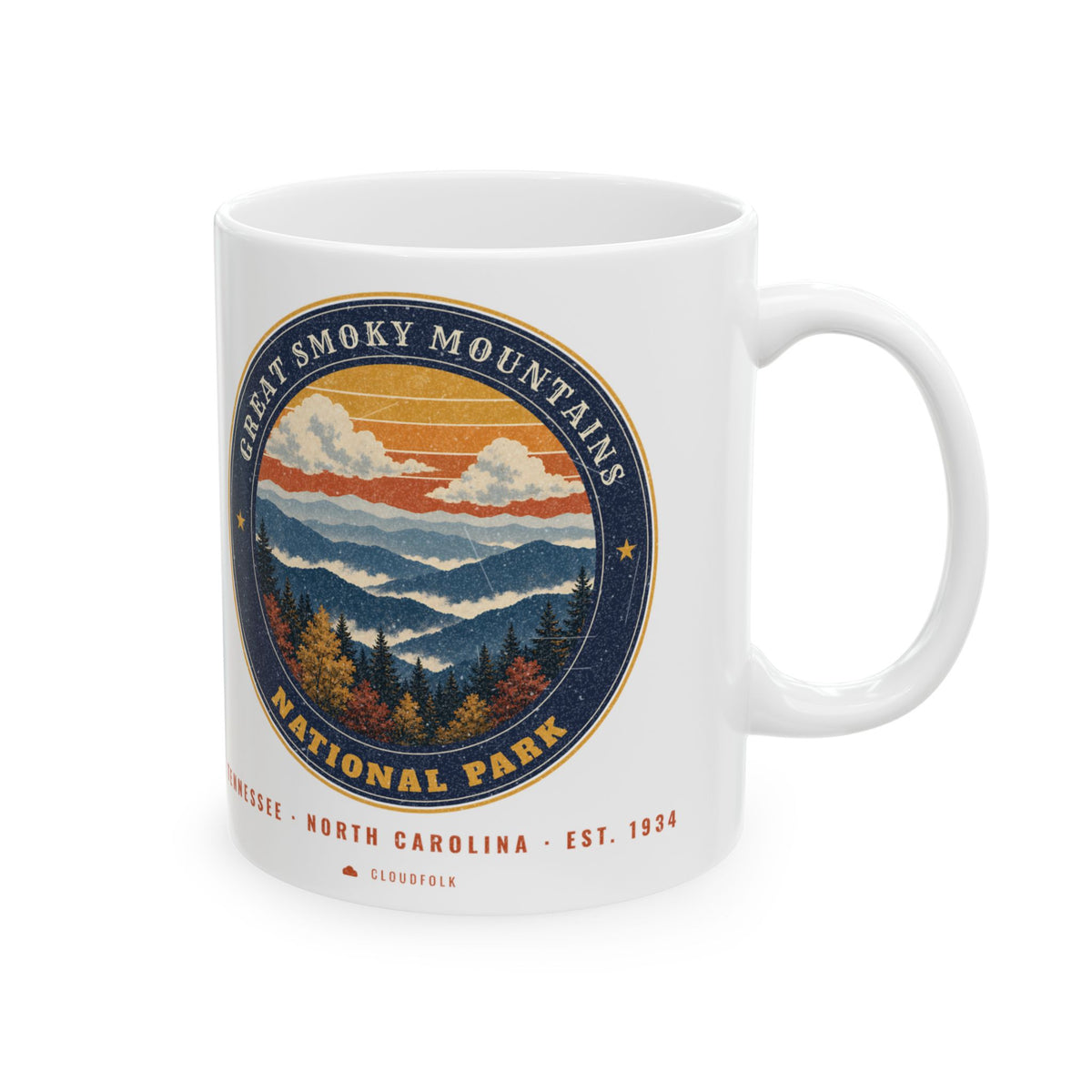 Great Smoky Mountains National Park Mug – Vintage Misty Ridges 11oz Coffee Mug – Emblem