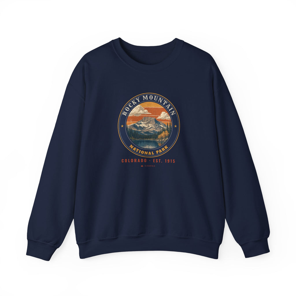 Rocky Mountain National Park Sweatshirt – Vintage Longs Peak Crewneck – Emblem