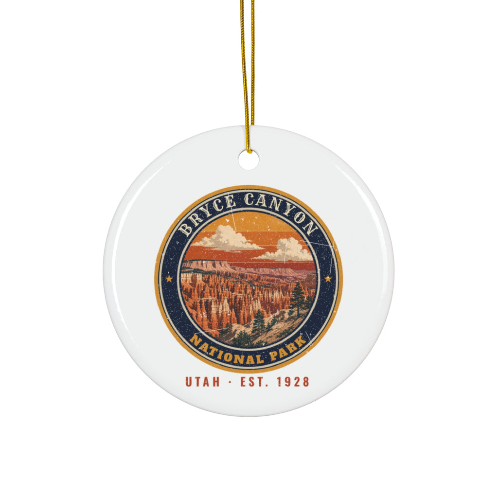 Bryce Canyon National Park Ornament – Vintage Hoodoo Amphitheater Ceramic Christmas Ornament – Emblem