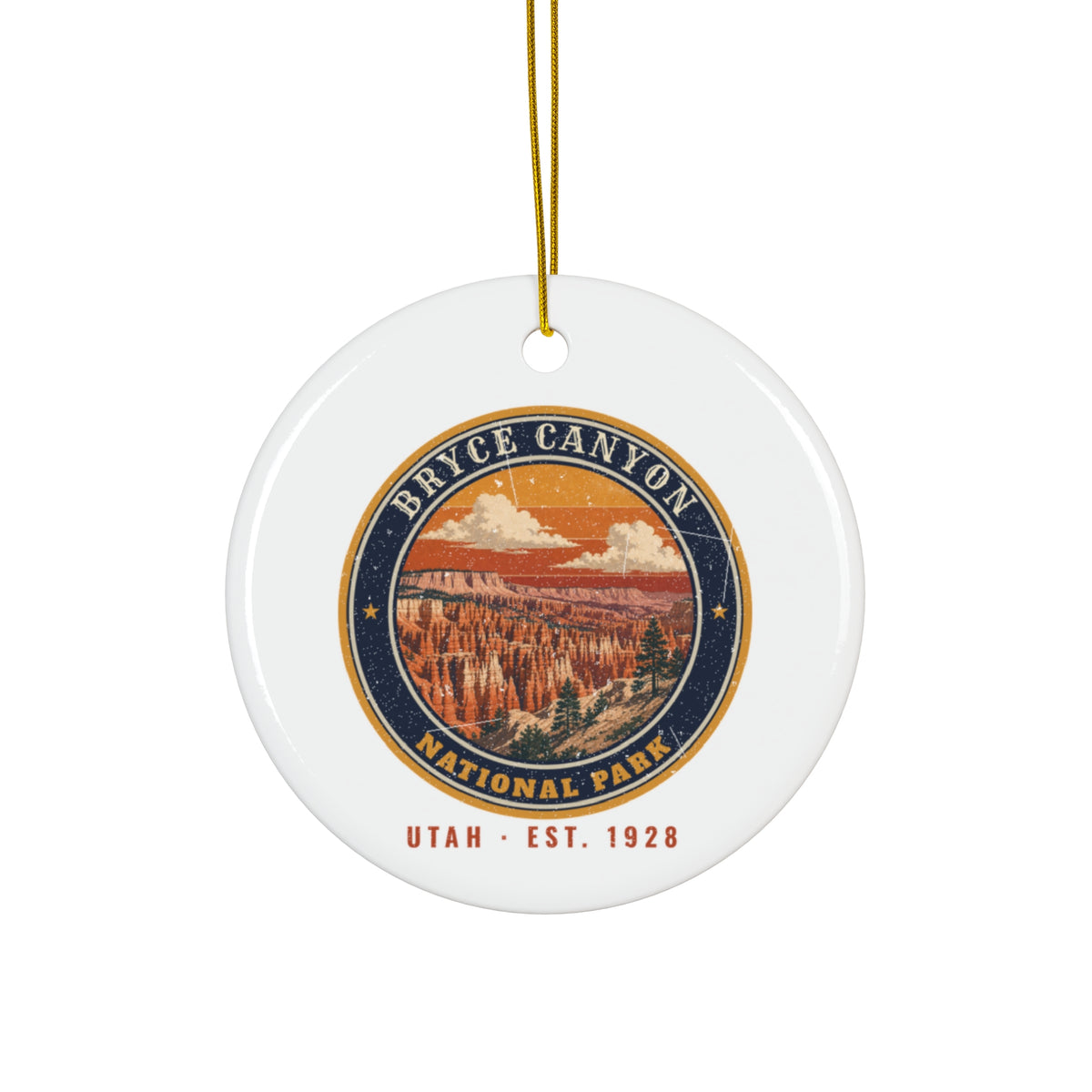 Bryce Canyon National Park Ornament – Vintage Hoodoo Amphitheater Ceramic Christmas Ornament – Emblem