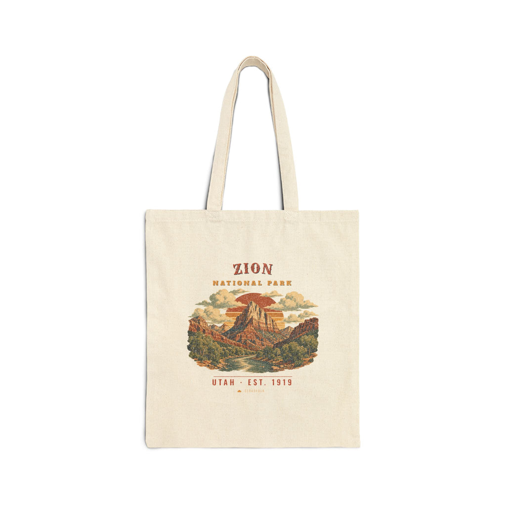 Zion National Park Tote Bag – Vintage The Watchman Natural Canvas Tote – Landscape