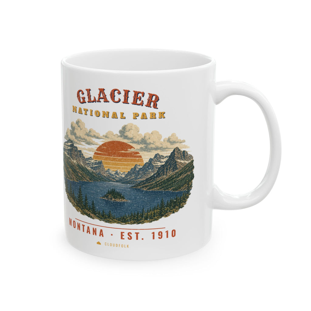 Glacier National Park Mug – Vintage St. Mary Lake 11oz Coffee Mug – Landscape