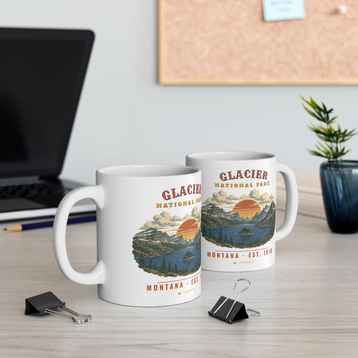 Glacier National Park Mug – Vintage St. Mary Lake 11oz Coffee Mug – Landscape