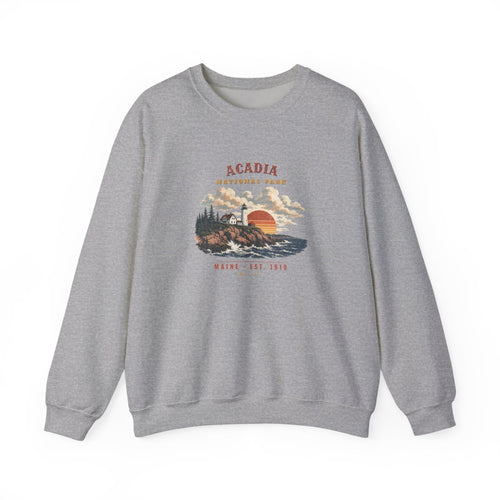 Acadia National Park Sweatshirt – Vintage Lighthouse Coast Crewneck – Landscape