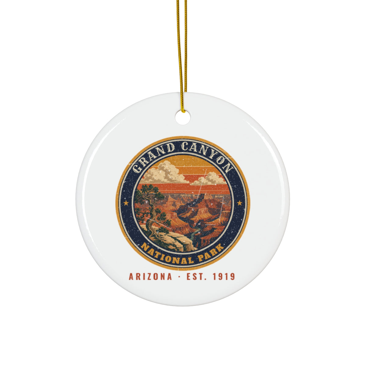 Grand Canyon National Park Ornament – Vintage South Rim Ceramic Christmas Ornament – Emblem