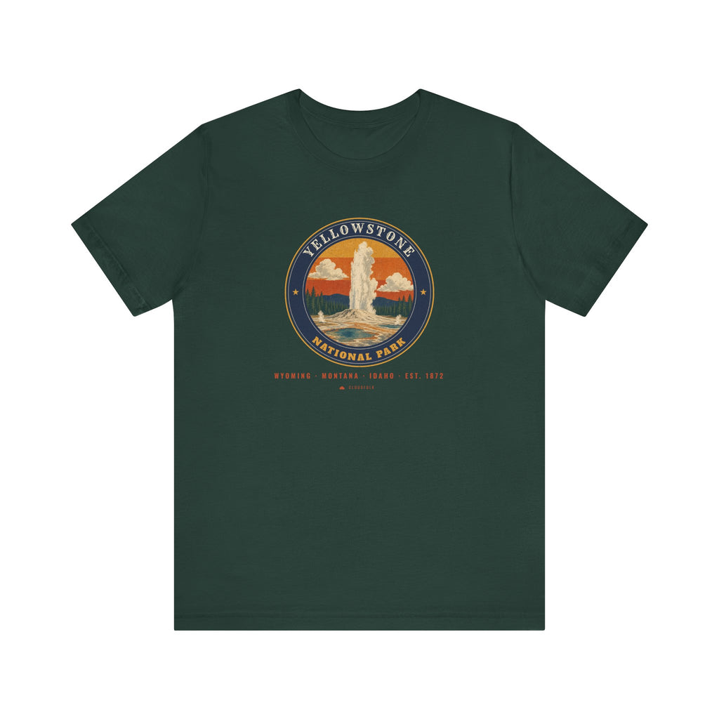 Yellowstone National Park T-Shirt – Vintage Geyser Basin Tee – Emblem