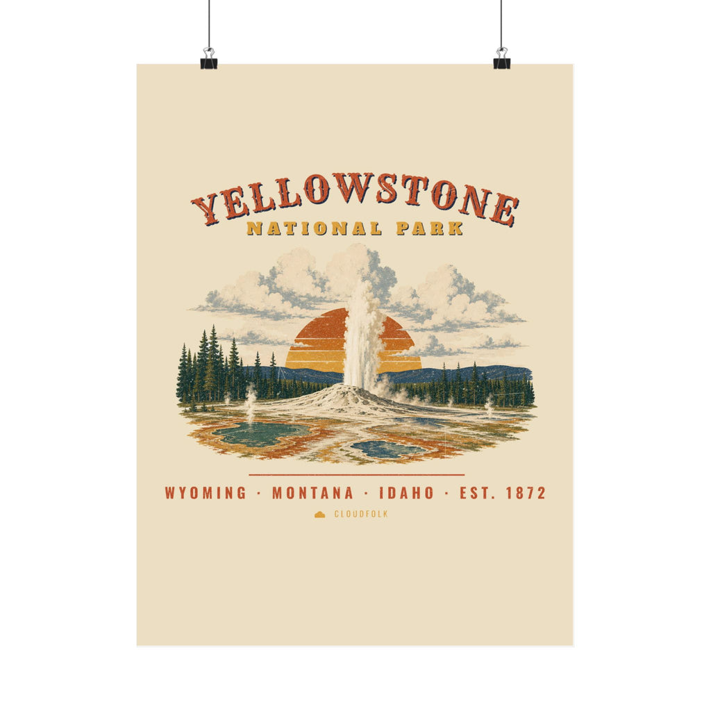 Yellowstone National Park Poster – Vintage Geyser Basin 18x24 Art Print – Landscape