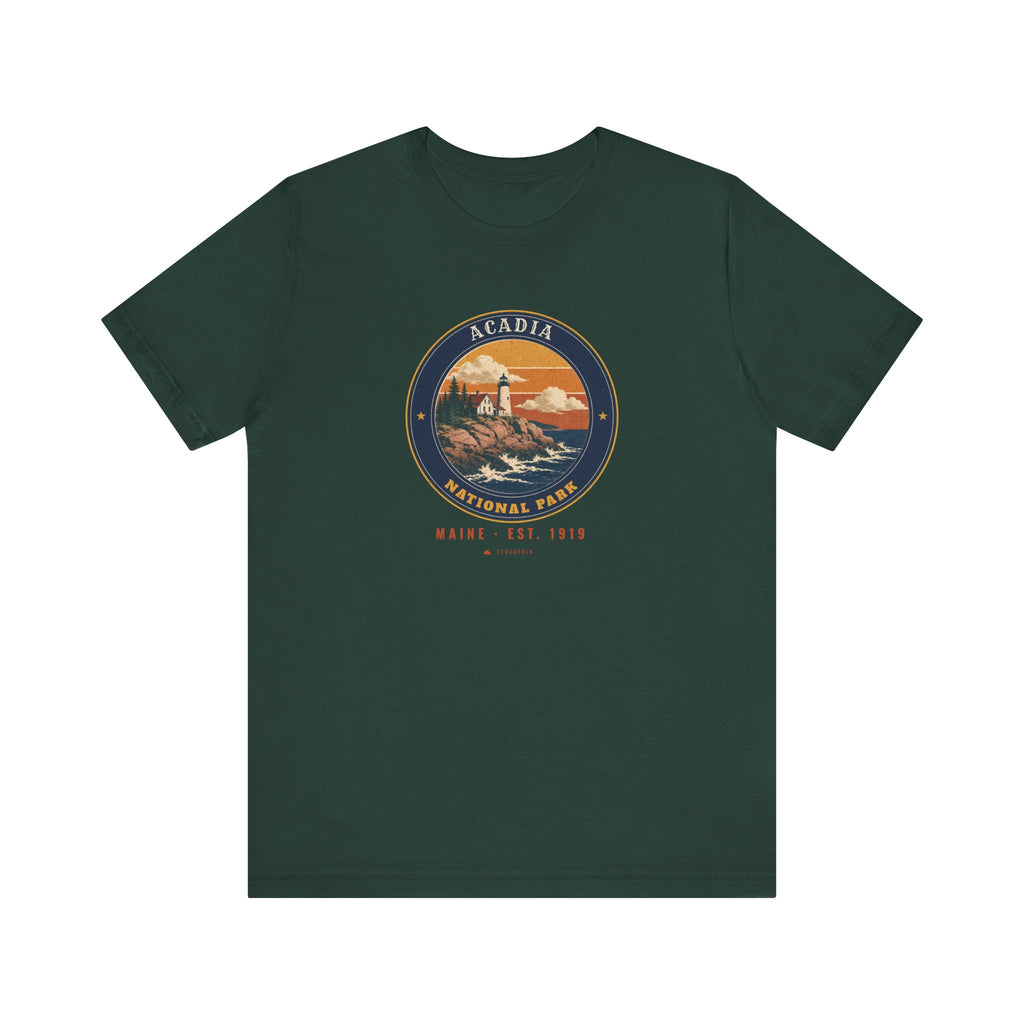 Acadia National Park T-Shirt – Vintage Lighthouse Coast Tee – Emblem