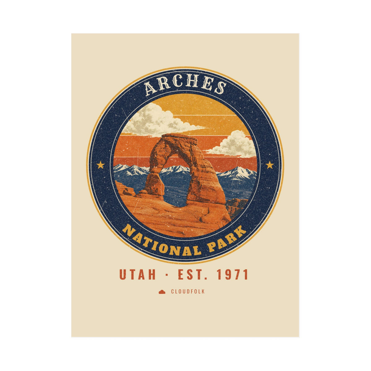 Arches National Park Poster – Vintage Delicate Arch 18x24 Art Print – Emblem