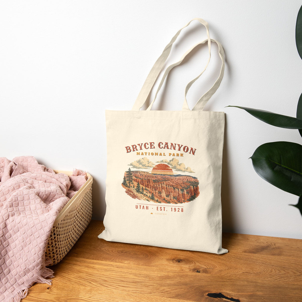 Bryce Canyon National Park Tote Bag – Vintage Hoodoo Amphitheater Natural Canvas Tote – Landscape