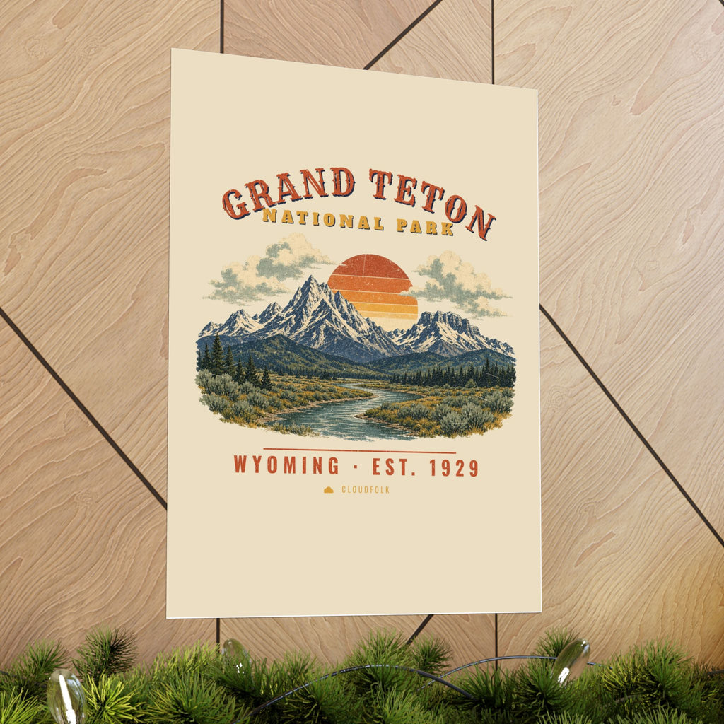 Grand Teton National Park Poster – Vintage Teton Range 18x24 Art Print – Landscape