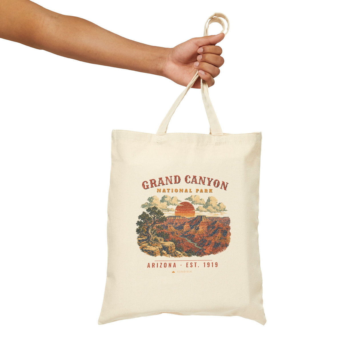 Grand Canyon National Park Tote Bag – Vintage South Rim Natural Canvas Tote – Landscape