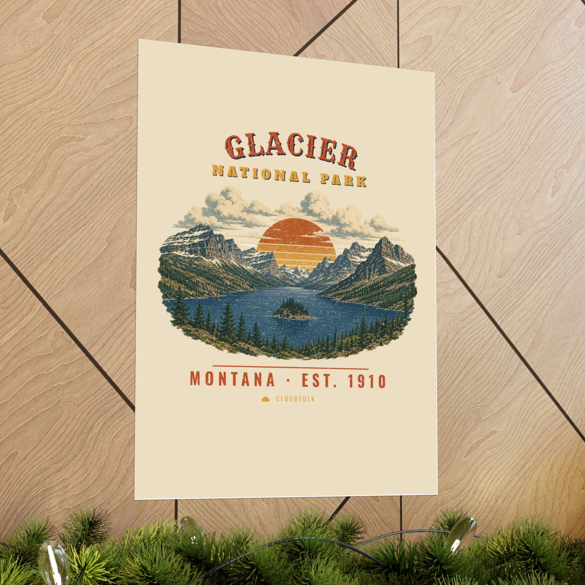 Glacier National Park Poster – Vintage St. Mary Lake 18x24 Art Print – Landscape