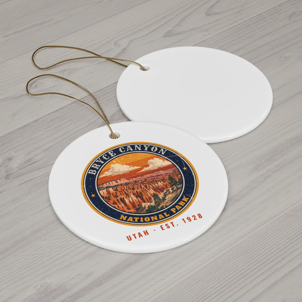 Bryce Canyon National Park Ornament – Vintage Hoodoo Amphitheater Ceramic Christmas Ornament – Emblem