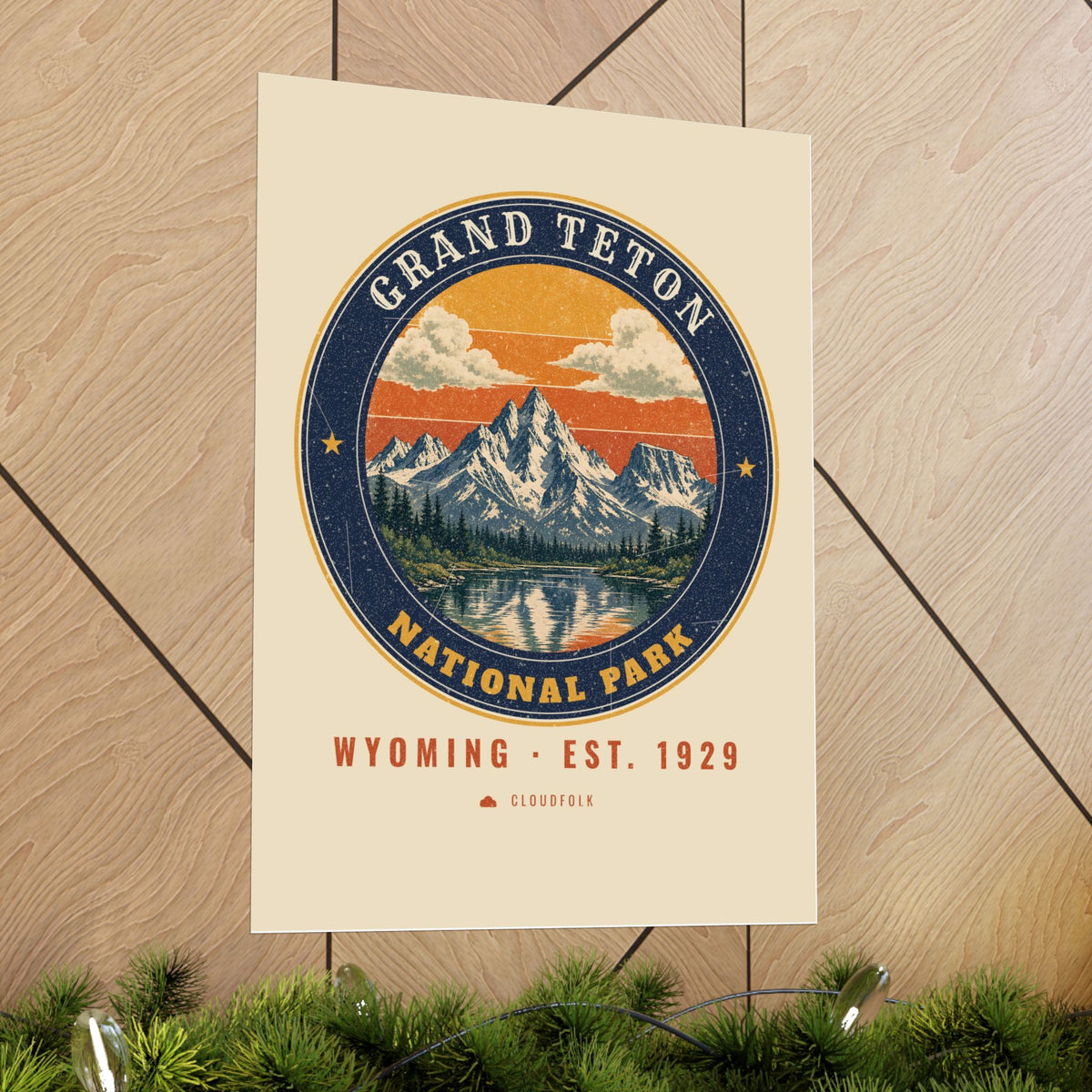Grand Teton National Park Poster – Vintage Teton Range 18x24 Art Print – Emblem