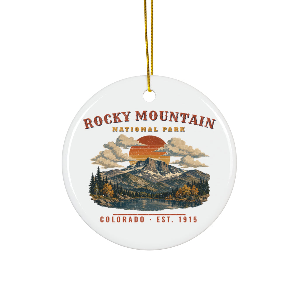 Rocky Mountain National Park Ornament – Vintage Longs Peak Ceramic Christmas Ornament – Landscape