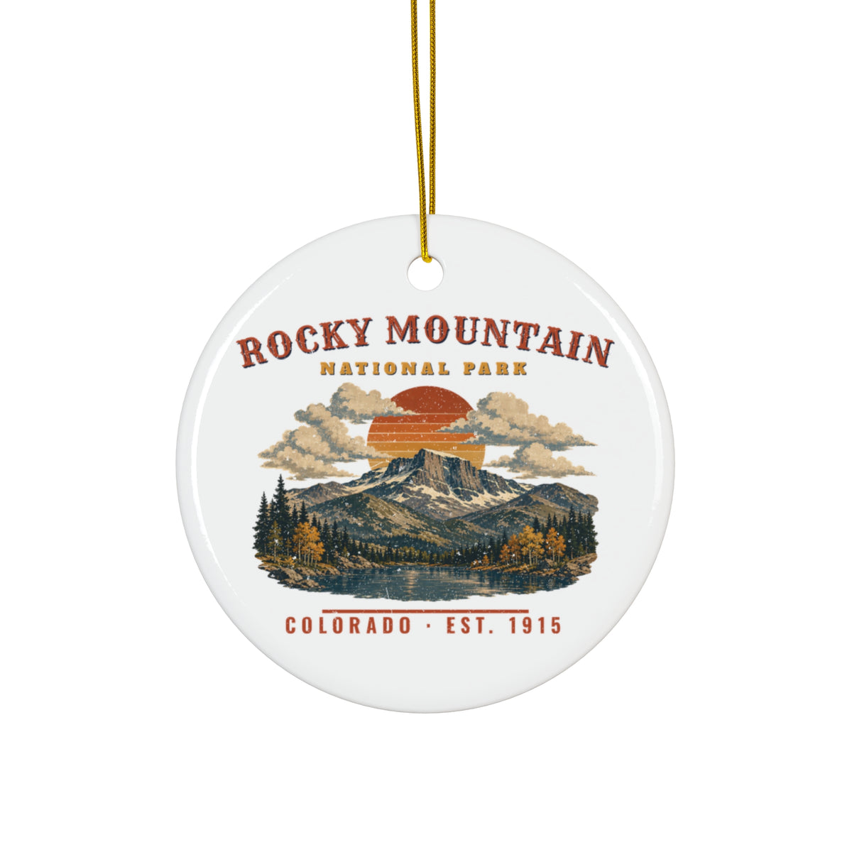 Rocky Mountain National Park Ornament – Vintage Longs Peak Ceramic Christmas Ornament – Landscape