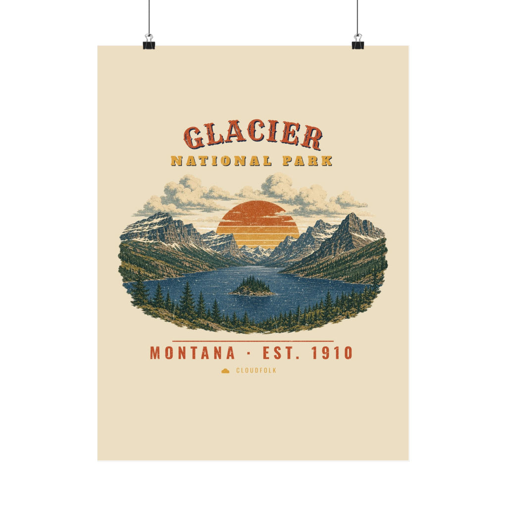 Glacier National Park Poster – Vintage St. Mary Lake 18x24 Art Print – Landscape