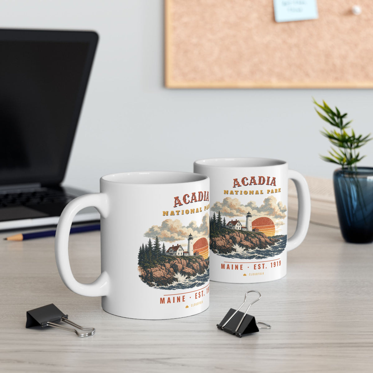 Acadia National Park Mug – Vintage Lighthouse Coast 11oz Coffee Mug – Landscape