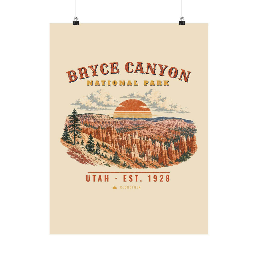 Bryce Canyon National Park Poster – Vintage Hoodoo Amphitheater 18x24 Art Print – Landscape