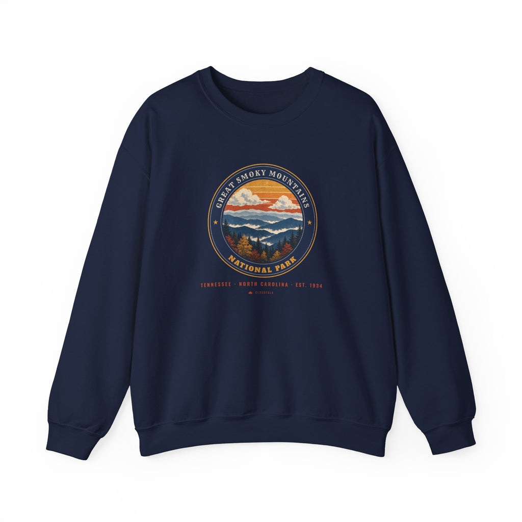 Great Smoky Mountains National Park Sweatshirt – Vintage Misty Ridges Crewneck – Emblem