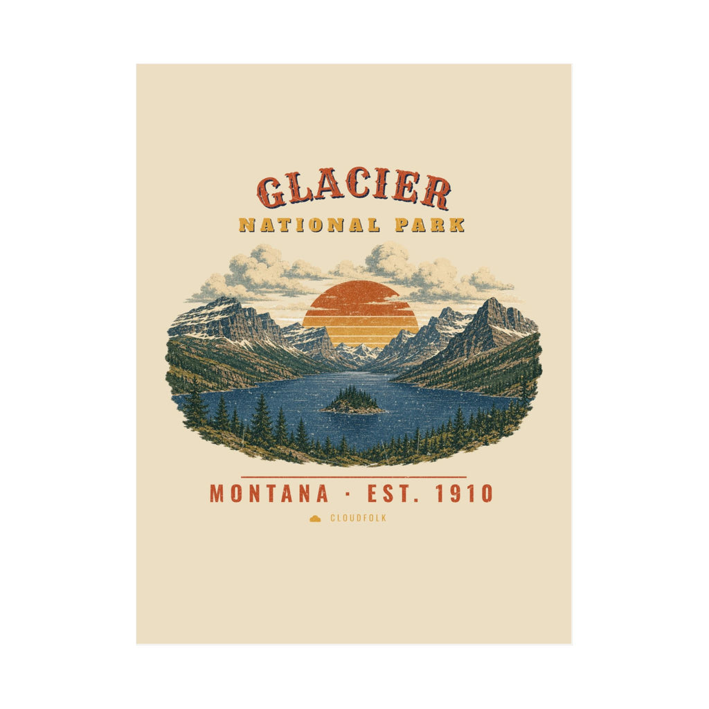 Glacier National Park Poster – Vintage St. Mary Lake 18x24 Art Print – Landscape
