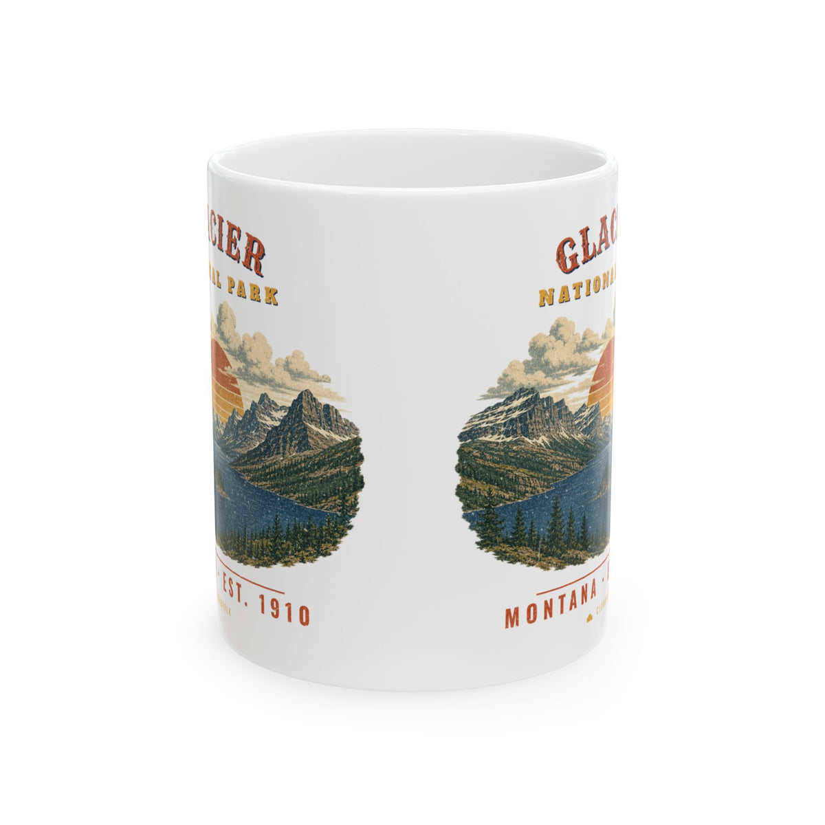 Glacier National Park Mug – Vintage St. Mary Lake 11oz Coffee Mug – Landscape