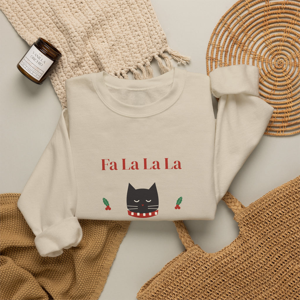 Funny Cat Christmas Sweatshirt, Fa La La La Meow Holiday Crewneck