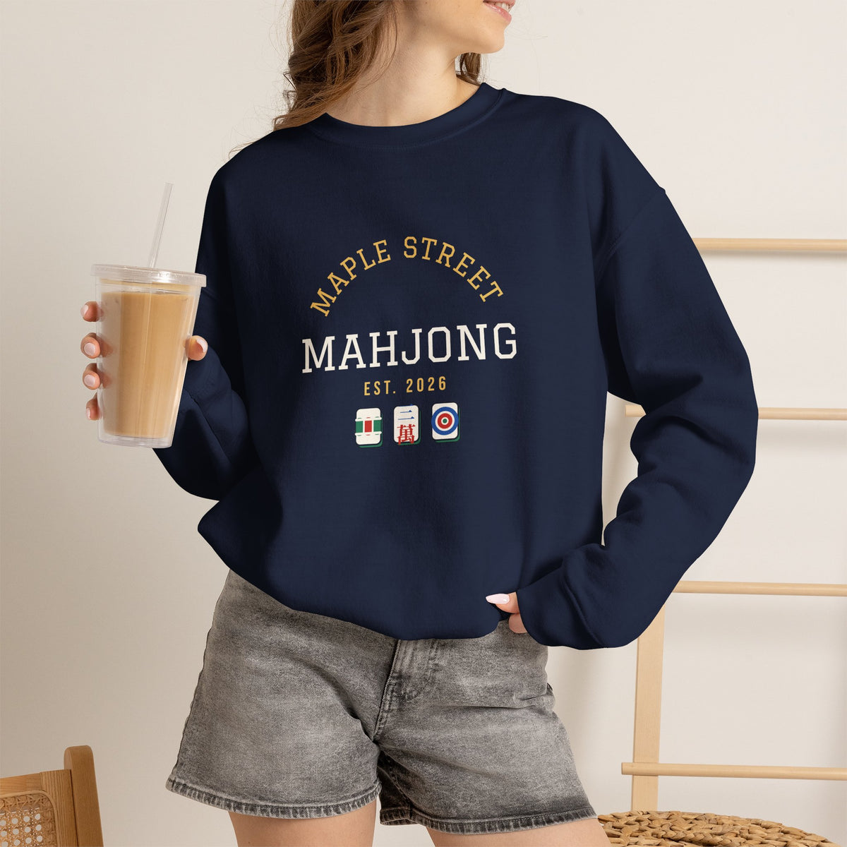Personalized Mahjong Club Sweatshirt, Custom Group Name Unisex Crewneck